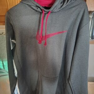 Nike Charcoal Hoodie with Bright Pink Swoosh